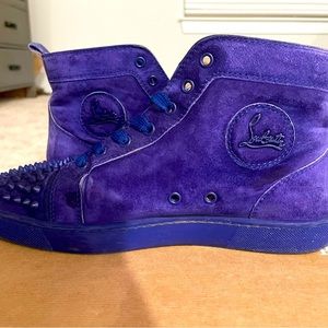 Christian Louboutin studded blue suede sneaker unisex women’s 8.5 and men 7